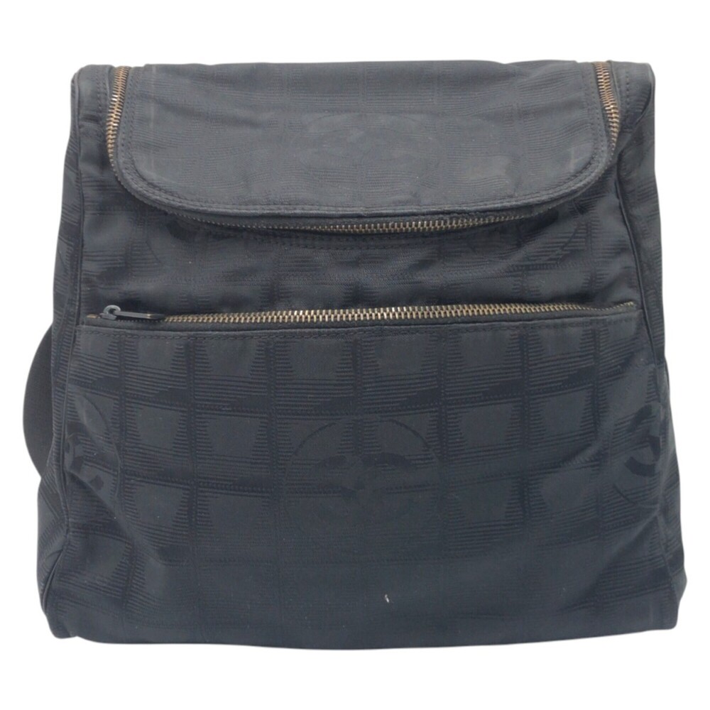 CHANEL New Travel Line Coco Mark Black Nylon Backpack for Women